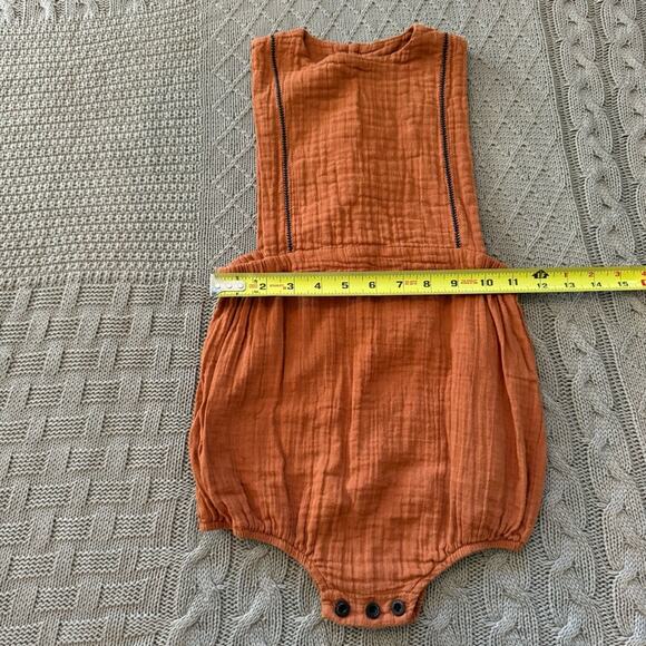 Gauze Material Rust Orange Bubble Romper ~ 4 - Picture 5 of 9